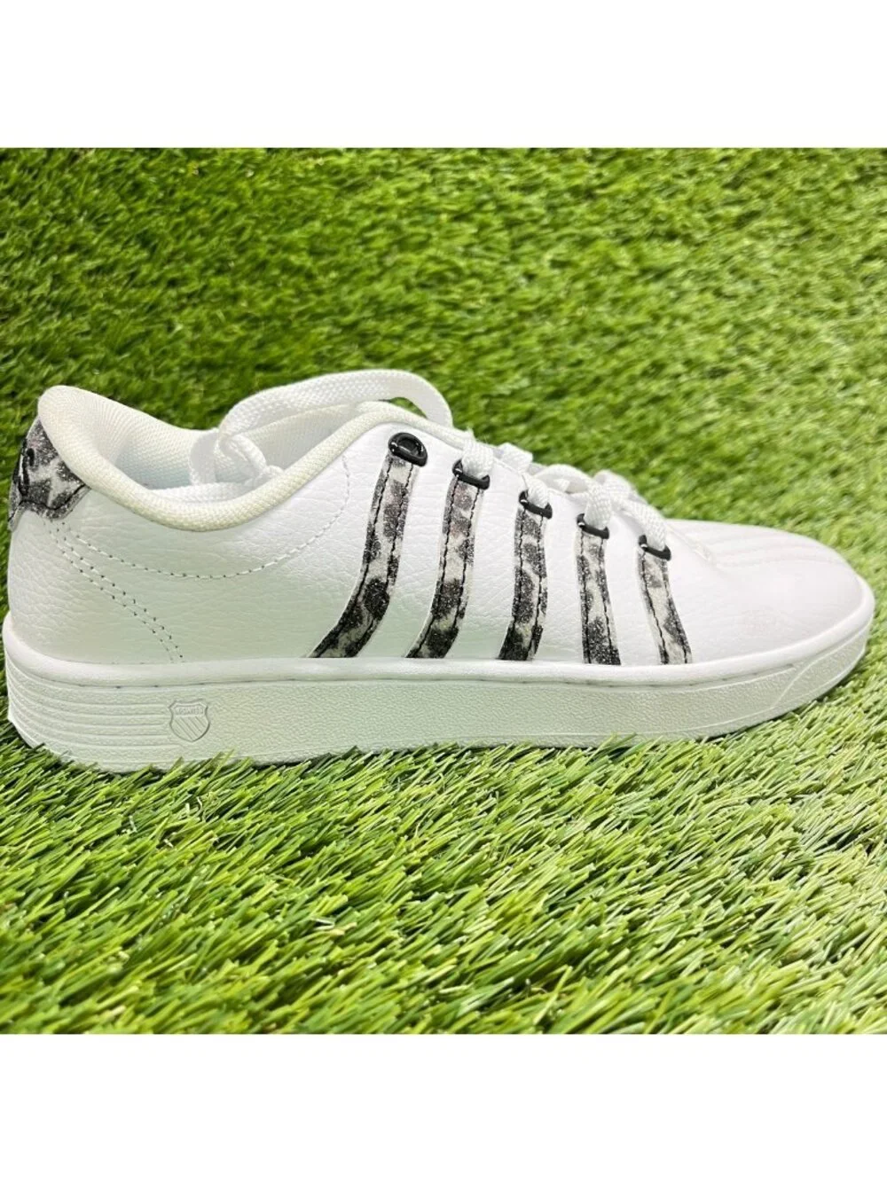 K-Swiss Court Pro II Leopard Womens Size 6 White Black Athletic Shoes Sneakers